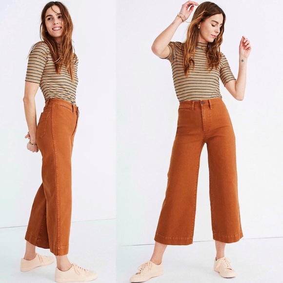 Madewell Pants - Madewell Emmett Warm Coffee Wide Leg Cropped Pants